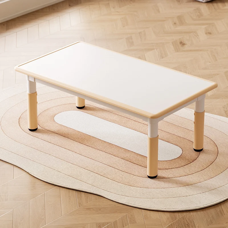 Modern Minimalist Particle Board PP Cylindrical Square Kids Study Table With Adjustable Height For Living Room