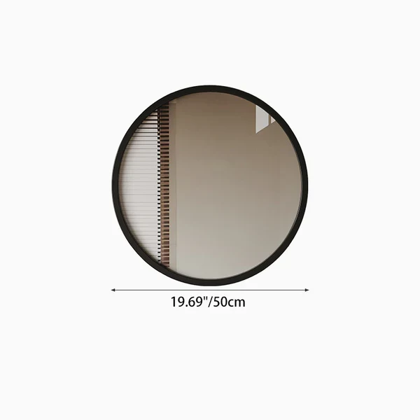 Modern Minimalist Rubber Wood Round HD Makeup Mirror For Bedroom & Bathroom Wall Mounted Or Leaning