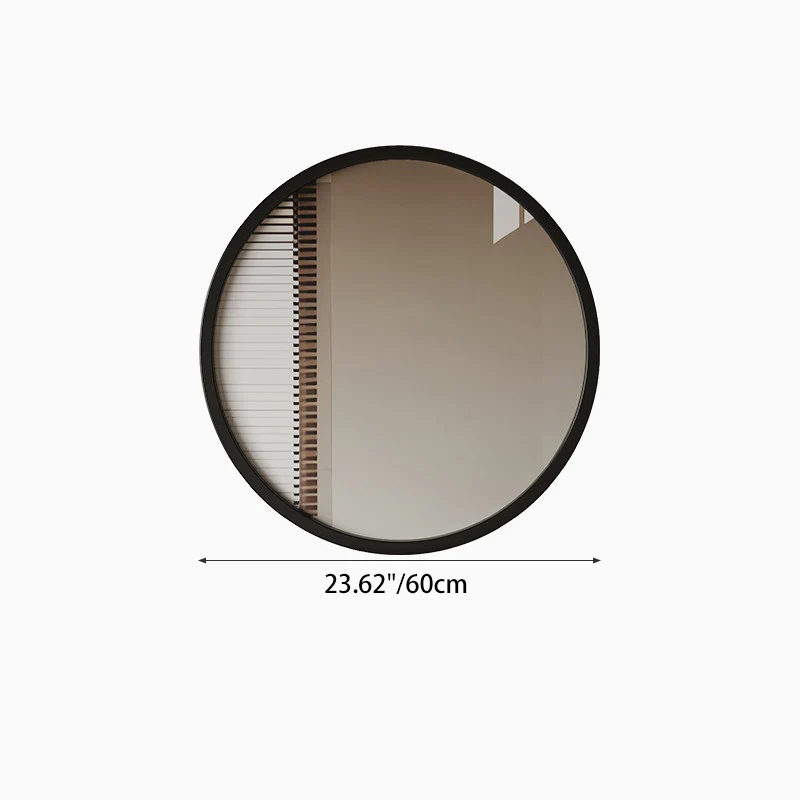 Modern Minimalist Rubber Wood Round HD Makeup Mirror For Bedroom & Bathroom Wall Mounted Or Leaning