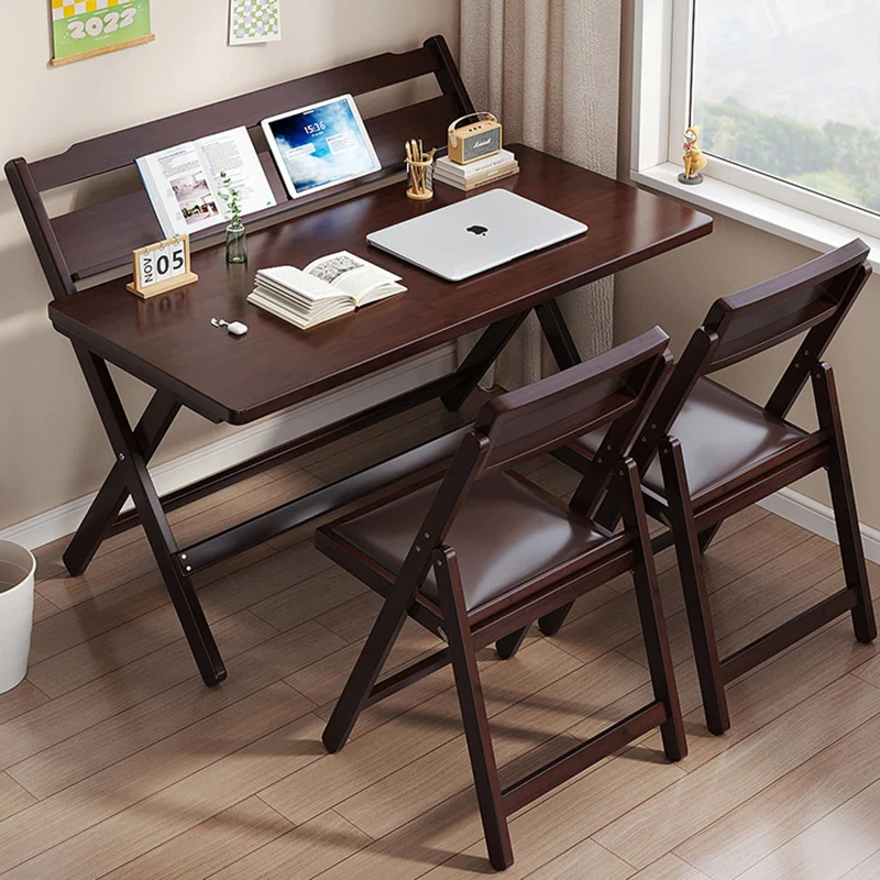 Traditional Chinese Bamboo Faux Leather Foldable Square Study Chair Backrest Accent Chair For Living Room