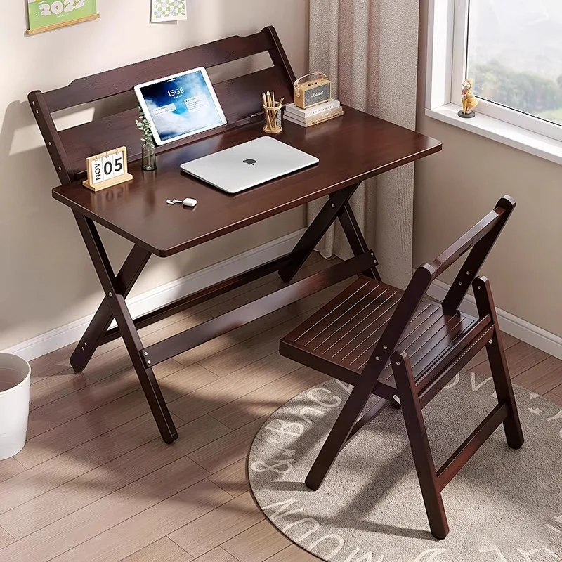 Traditional Chinese Bamboo Faux Leather Foldable Square Study Chair Backrest Accent Chair For Living Room