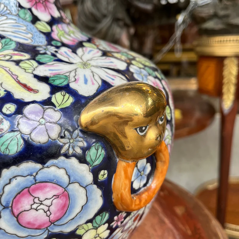 Famille Noir Chinese porcelain vase with butterflies and flowers