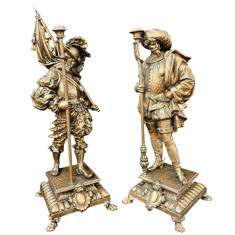 Pair of pewter sculptures of Spanish Tercio soldiers, early 20th century