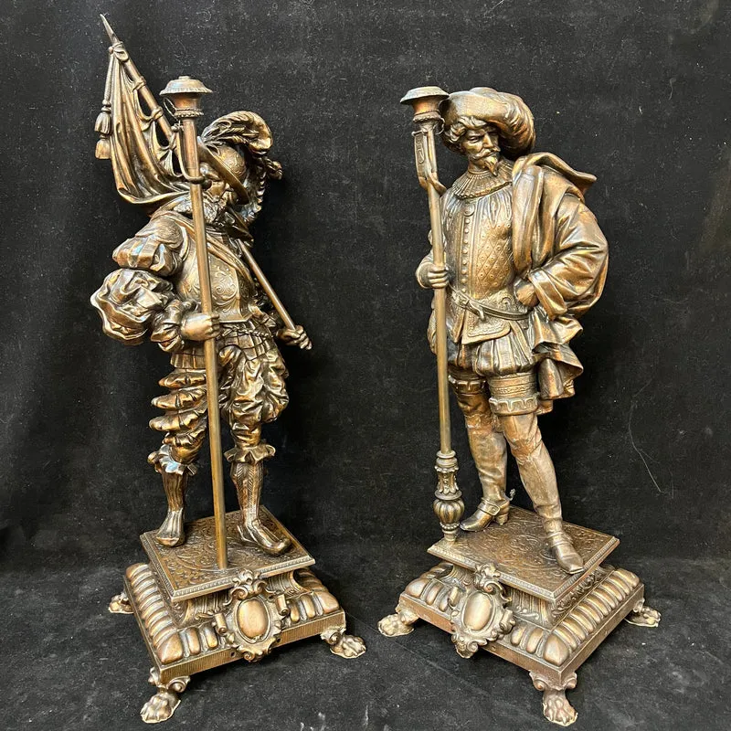 Pair of pewter sculptures of Spanish Tercio soldiers, early 20th century