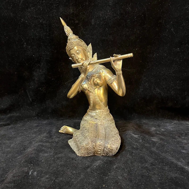 Contemporary bronze figure of a 'Hindu deity playing the flute'