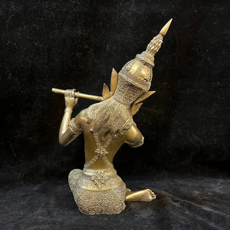 Contemporary bronze figure of a 'Hindu deity playing the flute'