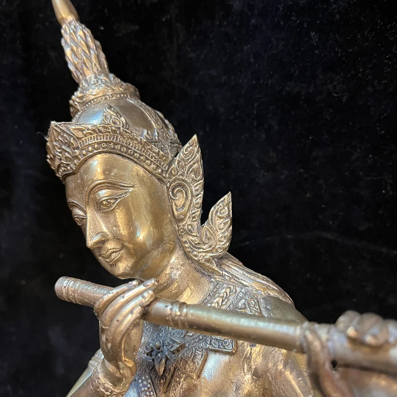 Contemporary bronze figure of a 'Hindu deity playing the flute'