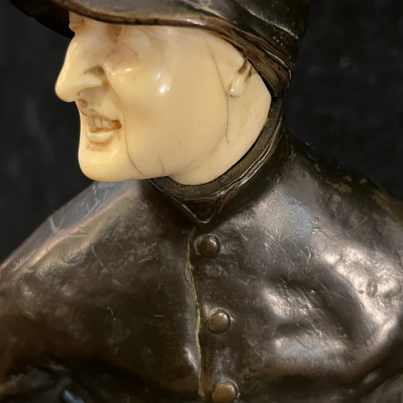 PE Goureaud - French bronze and chryselephantine ivory figure Max Dearly dressed as a Horseman