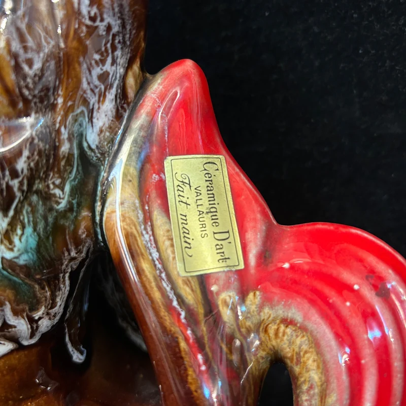 French majolica porcelain jug in the shape of a fish