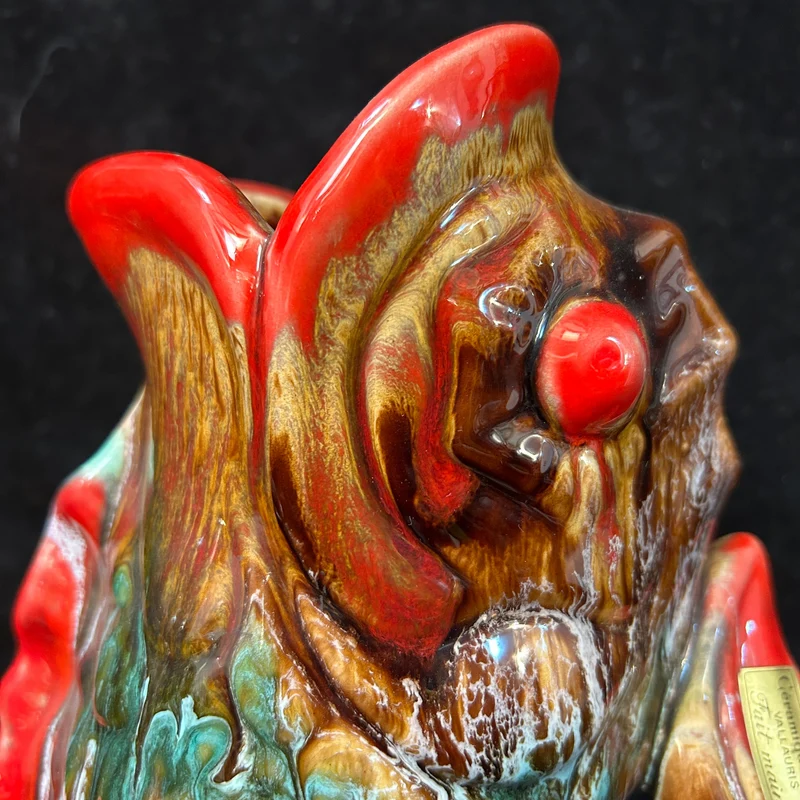 French majolica porcelain jug in the shape of a fish
