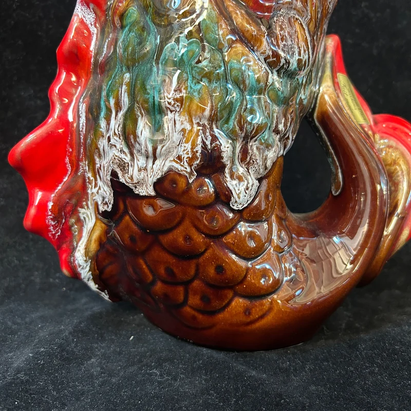 French majolica porcelain jug in the shape of a fish