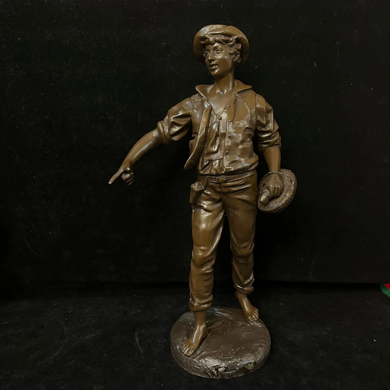 Pewter Peasant Couple by French sculptor Adolphe Jean Lavergne (1863-1927)