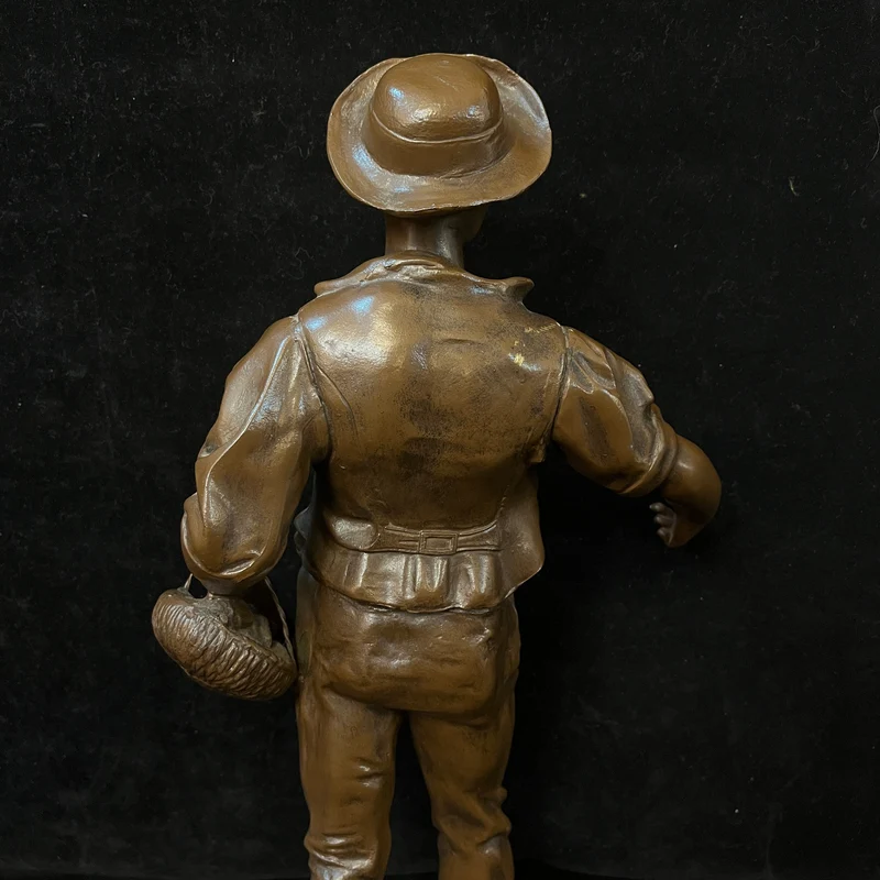 Pewter Peasant Couple by French sculptor Adolphe Jean Lavergne (1863-1927)