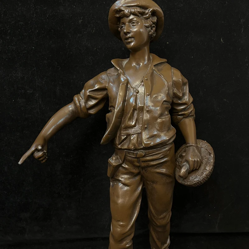 Pewter Peasant Couple by French sculptor Adolphe Jean Lavergne (1863-1927)