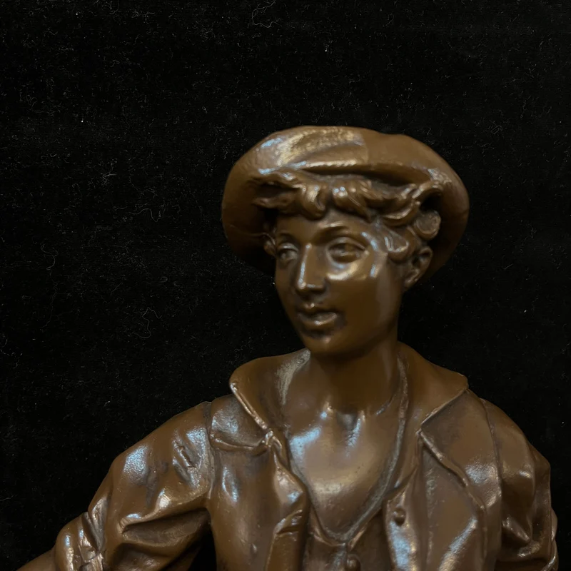 Pewter Peasant Couple by French sculptor Adolphe Jean Lavergne (1863-1927)