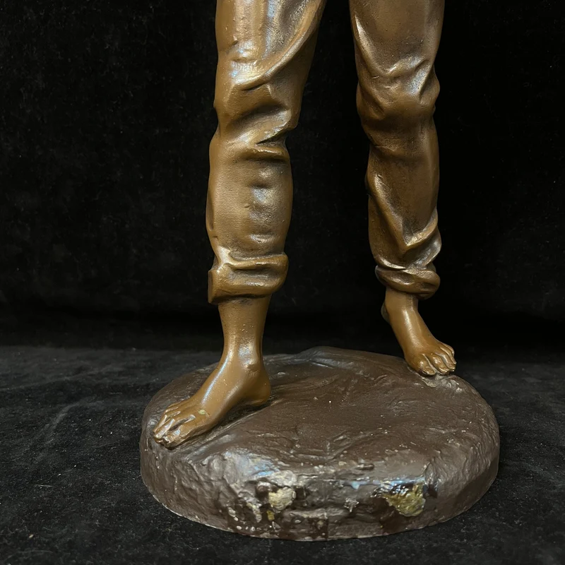 Pewter Peasant Couple by French sculptor Adolphe Jean Lavergne (1863-1927)