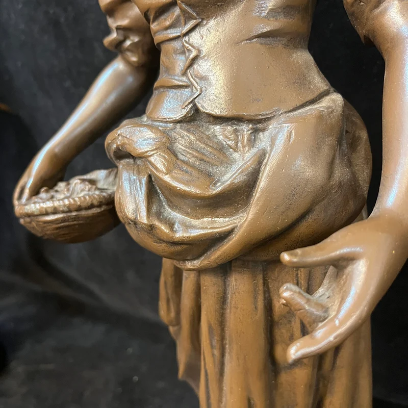 Pewter Peasant Couple by French sculptor Adolphe Jean Lavergne (1863-1927)