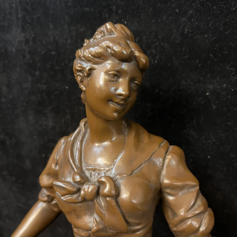 Pewter Peasant Couple by French sculptor Adolphe Jean Lavergne (1863-1927)