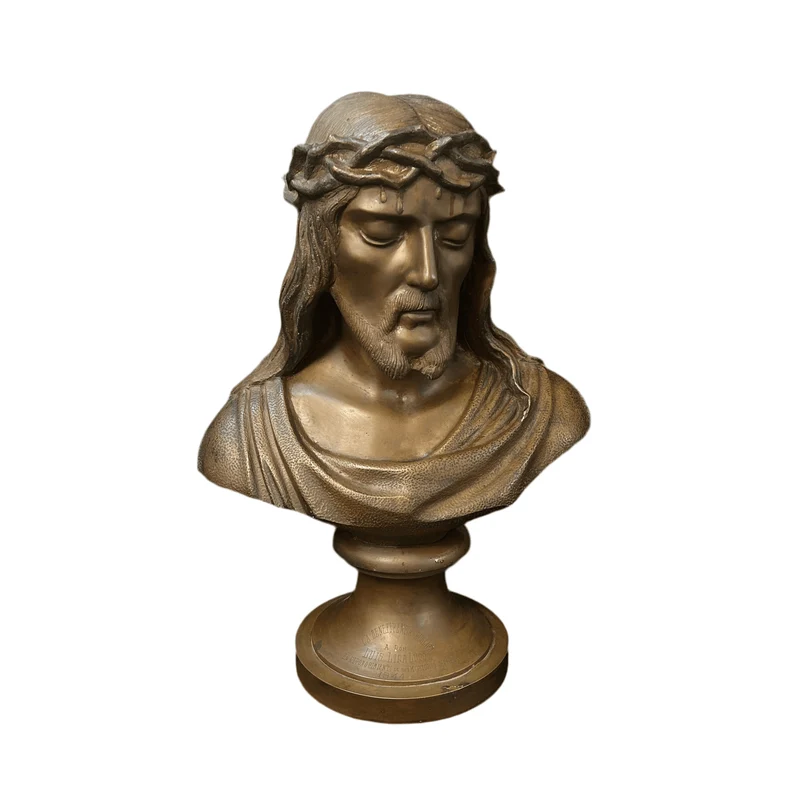Bronze bust of Christ with dedication to Don Luis Lira Luco