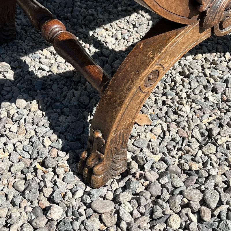 French Renaissance style parlor set, 9 pieces, carved wood and red velvet upholstery