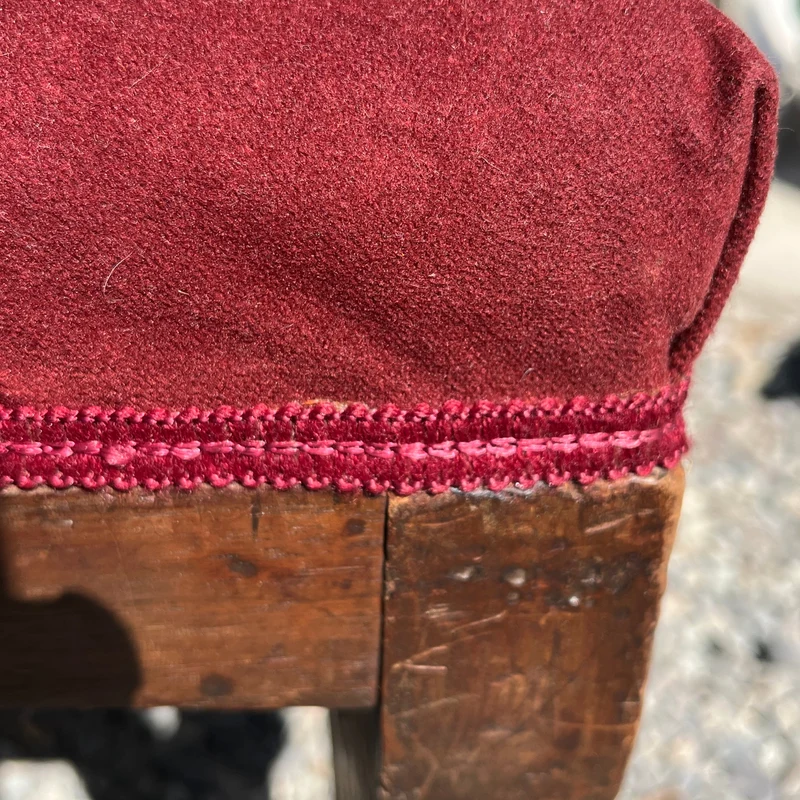 French Renaissance style parlor set, 9 pieces, carved wood and red velvet upholstery