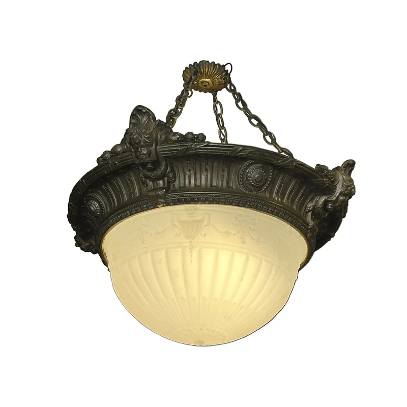 French ceiling, Louis XV style, bronze cherubs and embossed glass