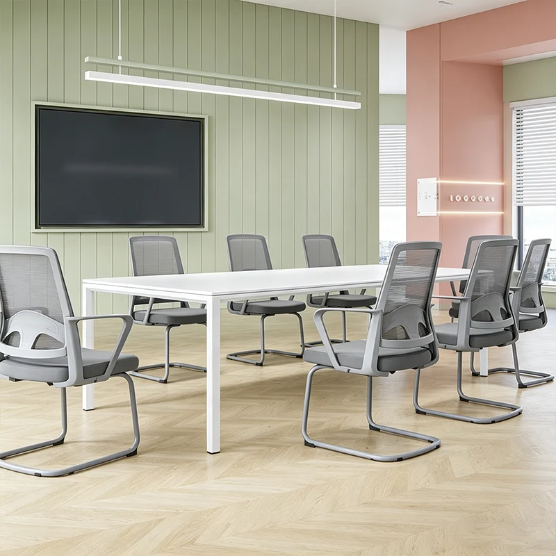 Modern Ergonomic Gray Mesh Office Guest Chair - Durable Steel Cantilever Base Breathable Seat Desk Chair For Home Office