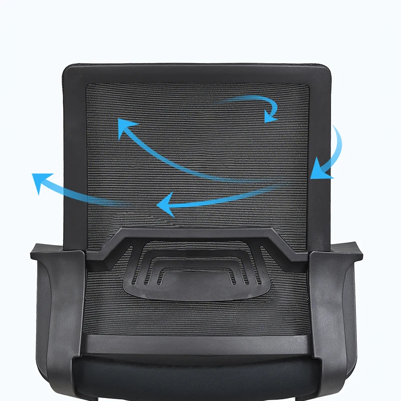 Modern Stylish Black Mesh Office Chair With Integrated Armrest - PP Lumbar Support & Steel Cantilever Desk Chair For Home Office