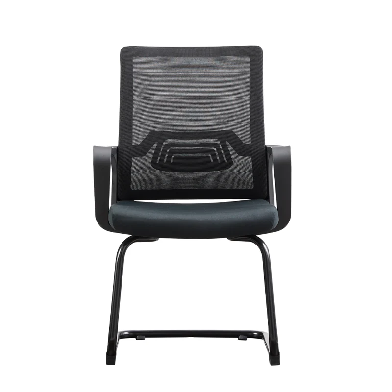 Modern Stylish Black Mesh Office Chair With Integrated Armrest - PP Lumbar Support & Steel Cantilever Desk Chair For Home Office