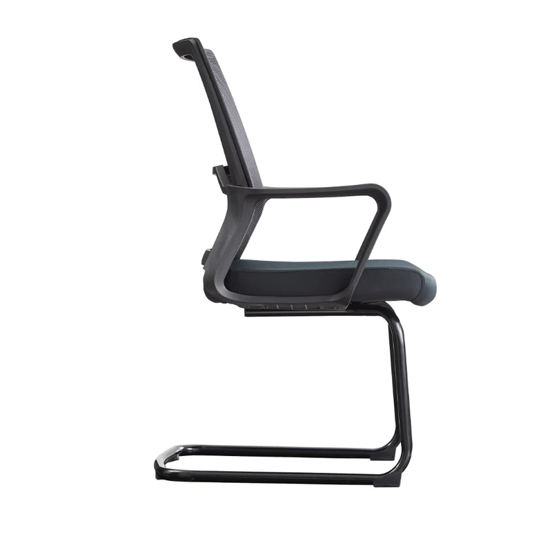 Modern Stylish Black Mesh Office Chair With Integrated Armrest - PP Lumbar Support & Steel Cantilever Desk Chair For Home Office