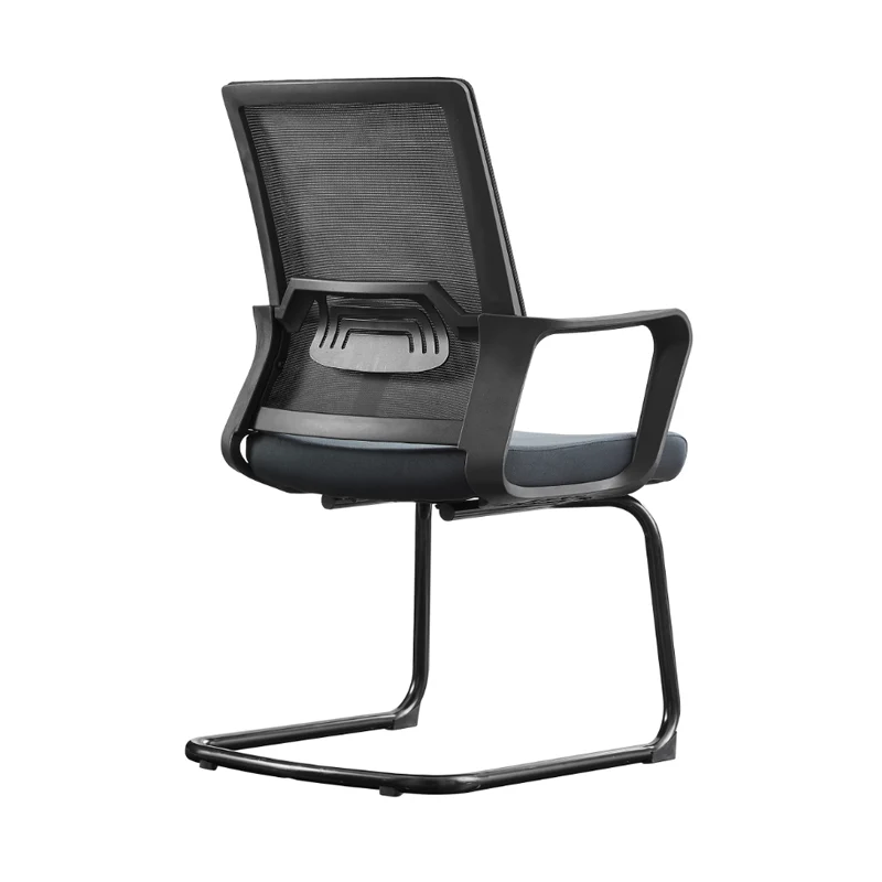 Modern Stylish Black Mesh Office Chair With Integrated Armrest - PP Lumbar Support & Steel Cantilever Desk Chair For Home Office