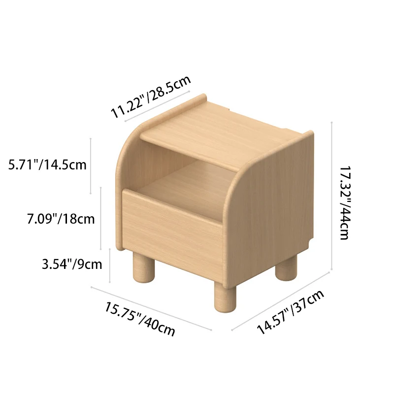 Premium Minimalist Kids Bedside Cabinet - Sturdy Beech Wood & Heavy-Duty Drawer Slides Nightstand 1-Drawer For Bedroom