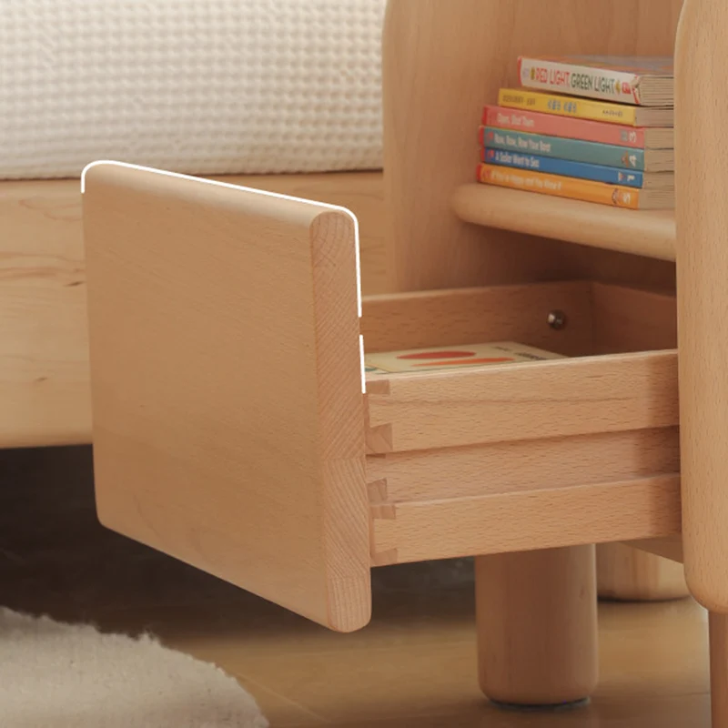 Premium Minimalist Kids Bedside Cabinet - Sturdy Beech Wood & Heavy-Duty Drawer Slides Nightstand 1-Drawer For Bedroom