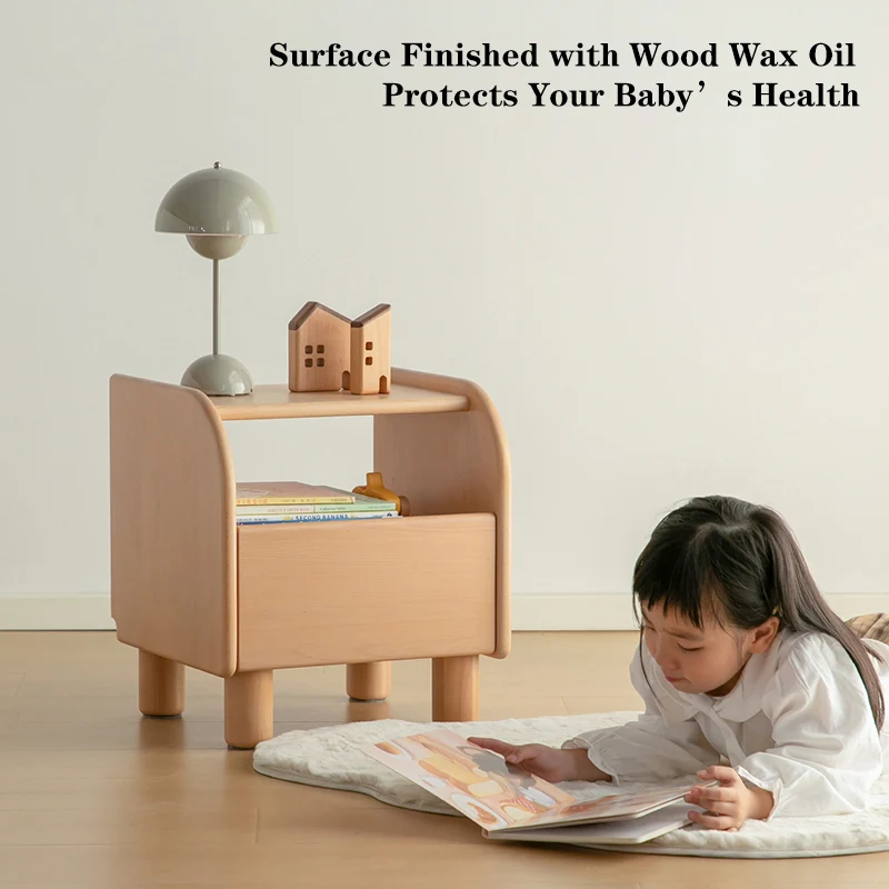 Premium Minimalist Kids Bedside Cabinet - Sturdy Beech Wood & Heavy-Duty Drawer Slides Nightstand 1-Drawer For Bedroom