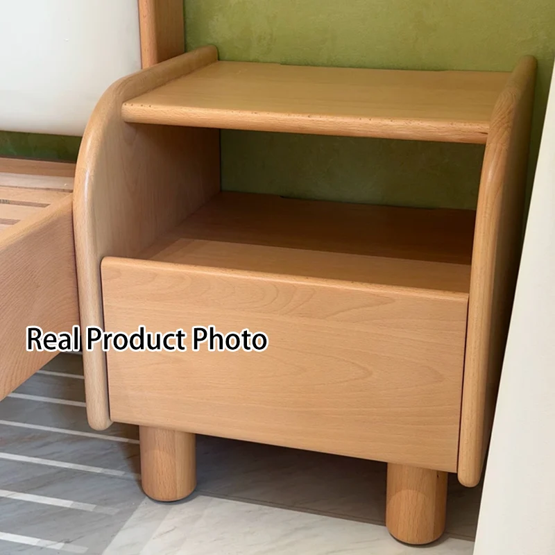 Premium Minimalist Kids Bedside Cabinet - Sturdy Beech Wood & Heavy-Duty Drawer Slides Nightstand 1-Drawer For Bedroom
