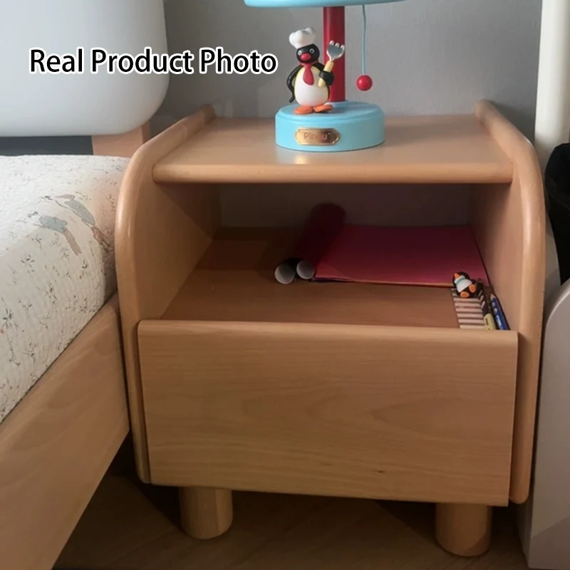 Premium Minimalist Kids Bedside Cabinet - Sturdy Beech Wood & Heavy-Duty Drawer Slides Nightstand 1-Drawer For Bedroom