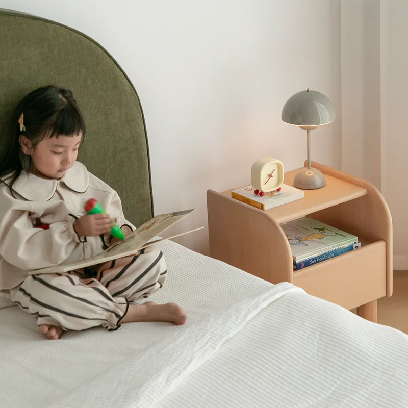 Premium Minimalist Kids Bedside Cabinet - Sturdy Beech Wood & Heavy-Duty Drawer Slides Nightstand 1-Drawer For Bedroom