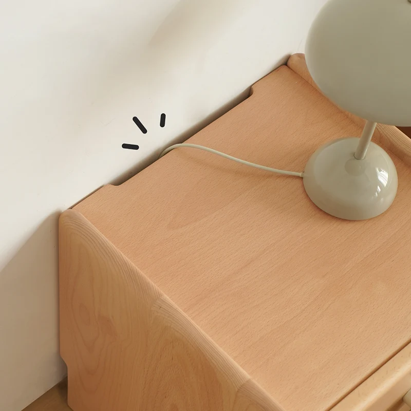 Eco-Friendly Kids Bedside Table - Traditional Japanese Beech Wood Multi-Layer Storage Nightstand 1-Drawer For Bedroom