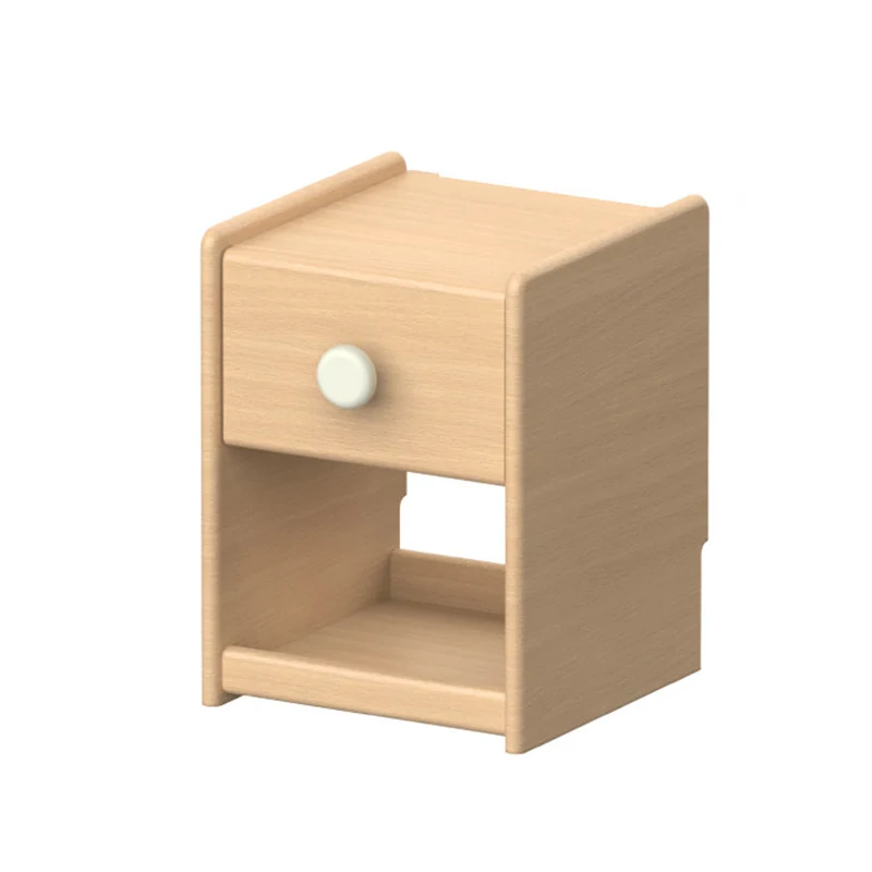 Eco-Friendly Kids Bedside Table - Traditional Japanese Beech Wood Multi-Layer Storage Nightstand 1-Drawer For Bedroom