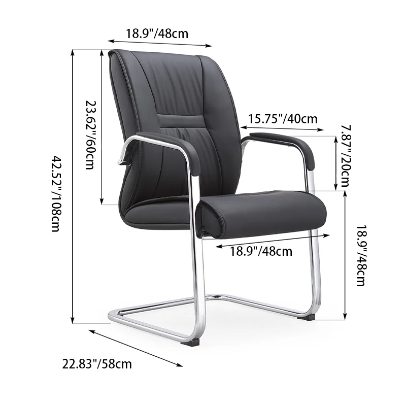 Modern Minimalist Black Faux Leather Office Chair - Ergonomic High Density Cushion Desk Chair For Home Office