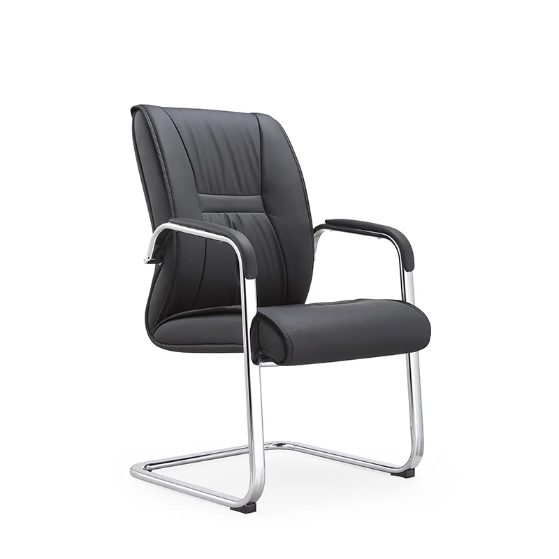 Modern Minimalist Black Faux Leather Office Chair - Ergonomic High Density Cushion Desk Chair For Home Office