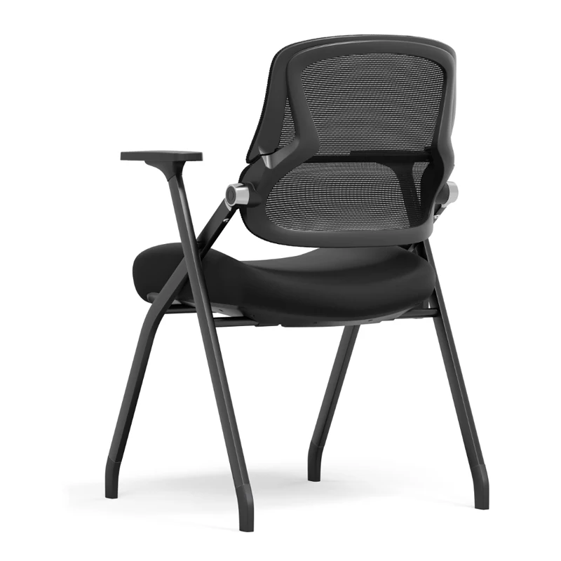 Modern Folding Training Chair With Mesh Back & Flip-Up Seat - Space Saving Desk Chair For Home Office