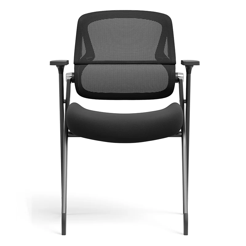 Modern Folding Training Chair With Mesh Back & Flip-Up Seat - Space Saving Desk Chair For Home Office
