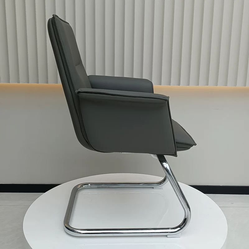 Modern Corporate Reception Desk Chair With Molded Wood Core - Luxury Executive Office Chair With Chrome Arch Frame For Home Office
