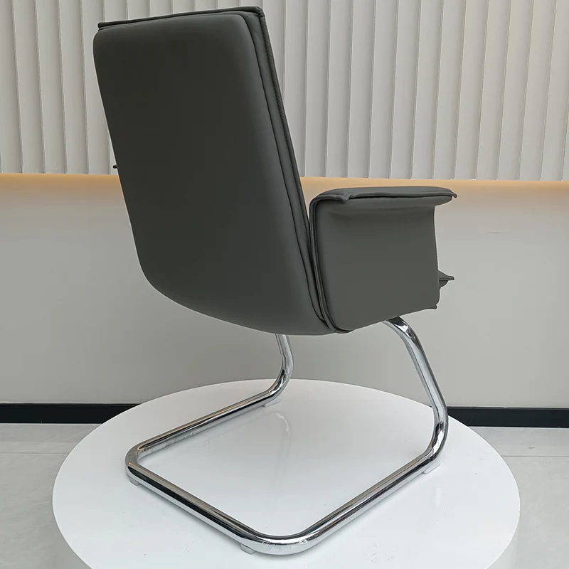 Modern Corporate Reception Desk Chair With Molded Wood Core - Luxury Executive Office Chair With Chrome Arch Frame For Home Office