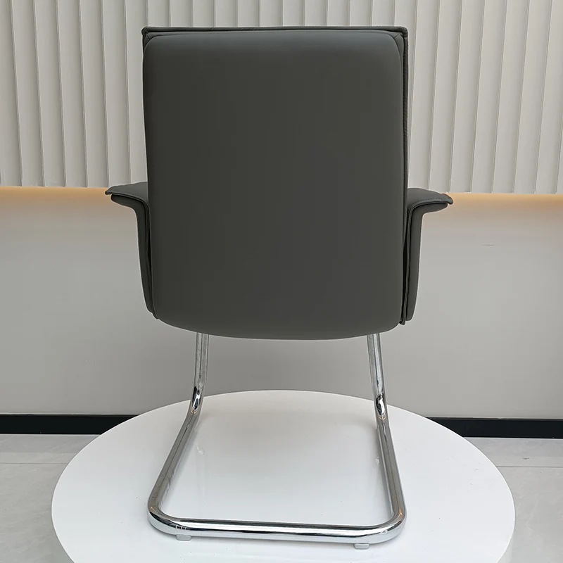Modern Corporate Reception Desk Chair With Molded Wood Core - Luxury Executive Office Chair With Chrome Arch Frame For Home Office