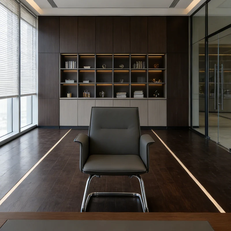 Modern Corporate Reception Desk Chair With Molded Wood Core - Luxury Executive Office Chair With Chrome Arch Frame For Home Office