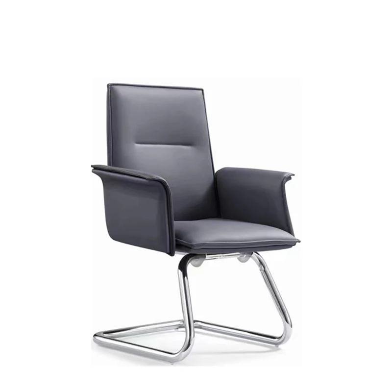 Modern Corporate Reception Desk Chair With Molded Wood Core - Luxury Executive Office Chair With Chrome Arch Frame For Home Office