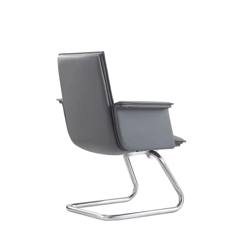 Modern Corporate Reception Desk Chair With Molded Wood Core - Luxury Executive Office Chair With Chrome Arch Frame For Home Office