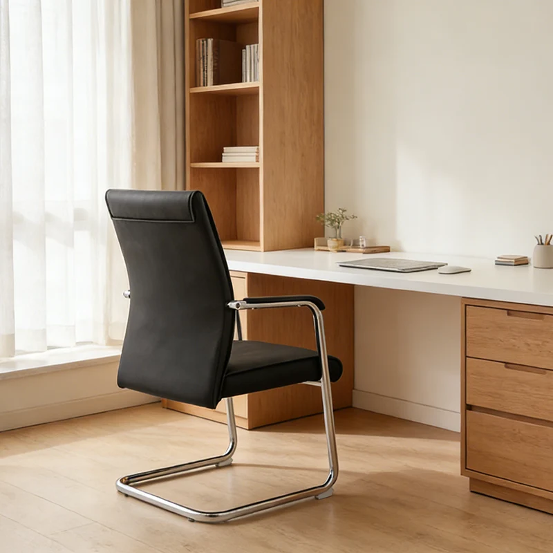 Modern Cantilever Desk Chair With Heavy-Duty Steel Frame & High-Density Foam - Black Executive Office Chair For Home Office